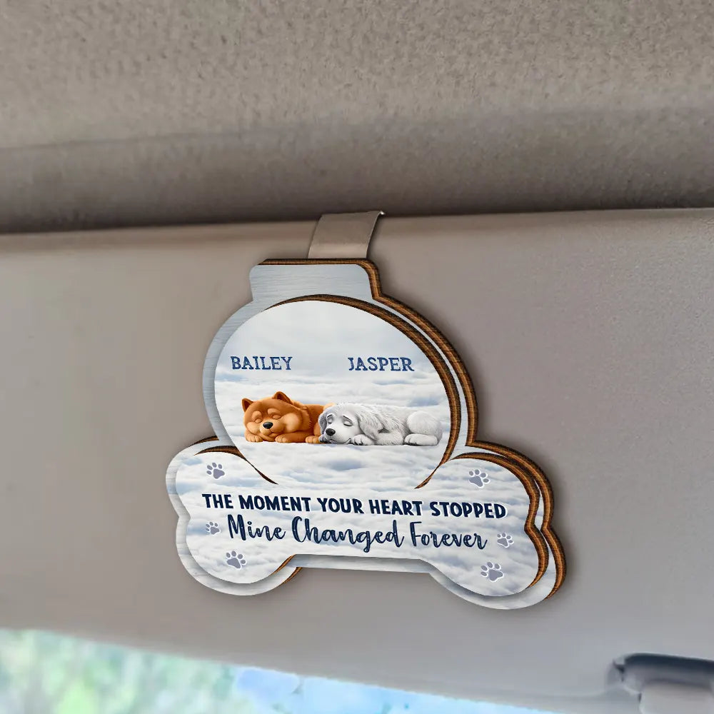 Sad,Memorial,Pet Lovers - I Will Carry You With Me Dog Lovers - Personalized Custom Shaped Car Visor Clip