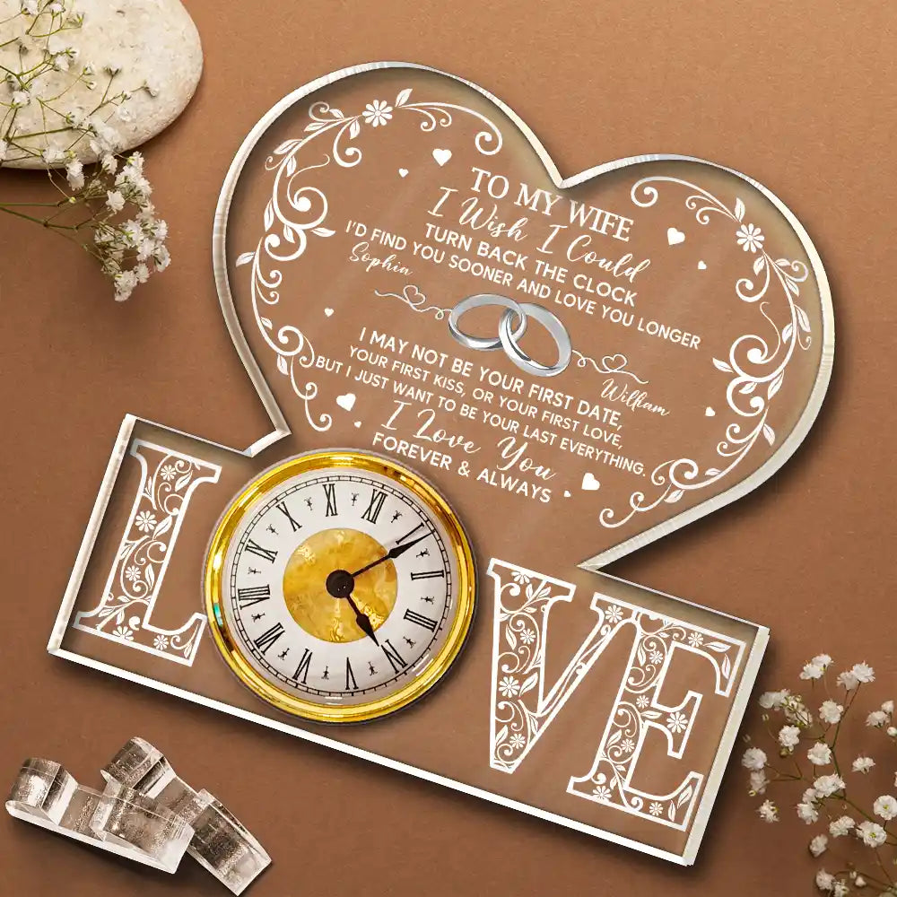 Gift For Couples,Gift For Husband,Gift For Wife,Gift For Boyfriend,Gift For Girlfriend,Old Couples,Love - I Wish I Could Turn Back The Clock - Personalized Acrylic Desk Clock