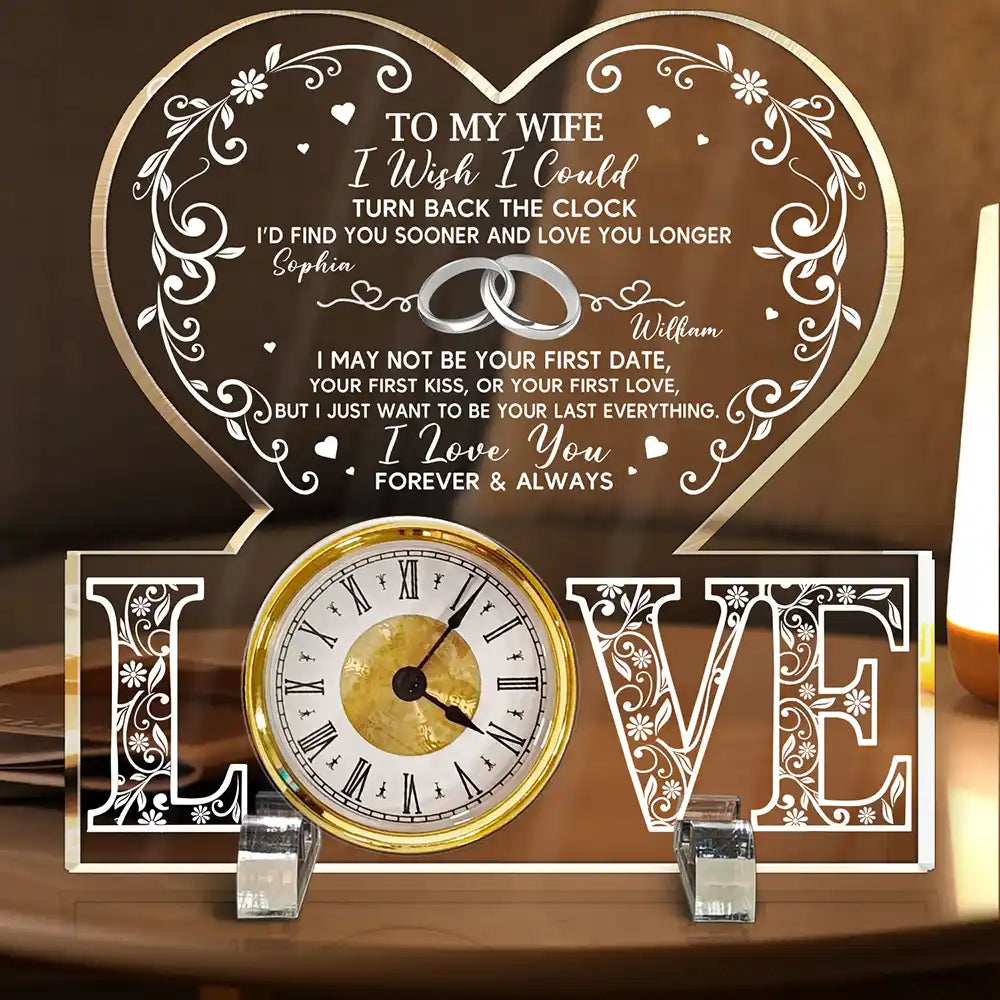 Gift For Couples,Gift For Husband,Gift For Wife,Gift For Boyfriend,Gift For Girlfriend,Old Couples,Love - I Wish I Could Turn Back The Clock - Personalized Acrylic Desk Clock