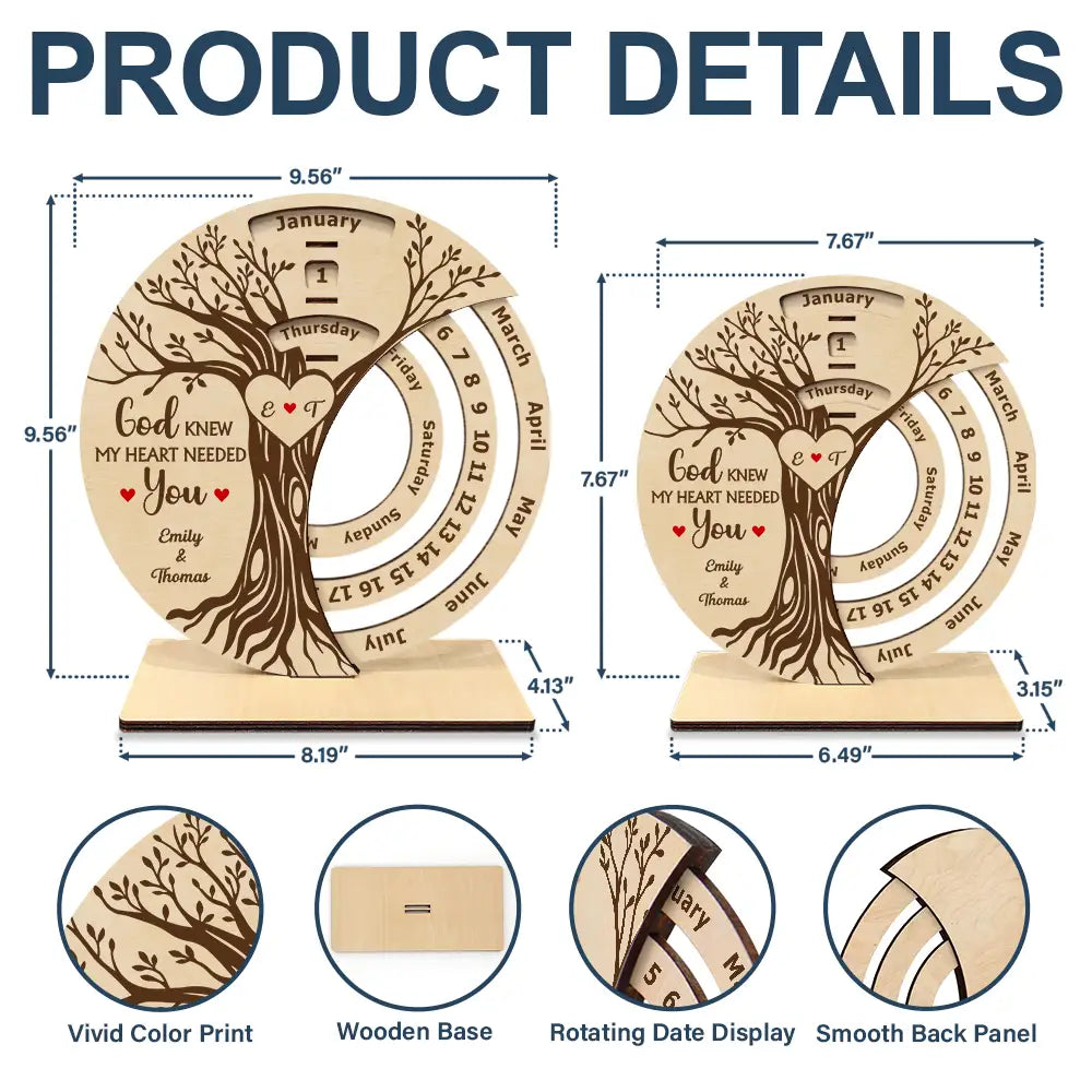 Gift For Couples,Gift For Husband,Gift For Wife,Gift For Boyfriend,Gift For Girlfriend,Love - I Wood Marry You All Over Again - Personalized Spinning Perpetual Desk Calendar