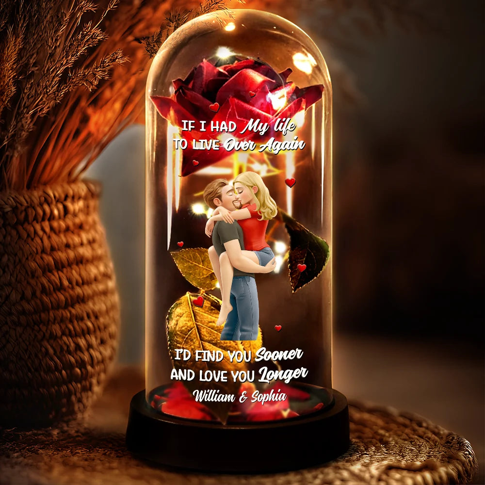 I'd Find You Sooner And Love You Longer - Personalized Everlasting Rose Dome Lamp