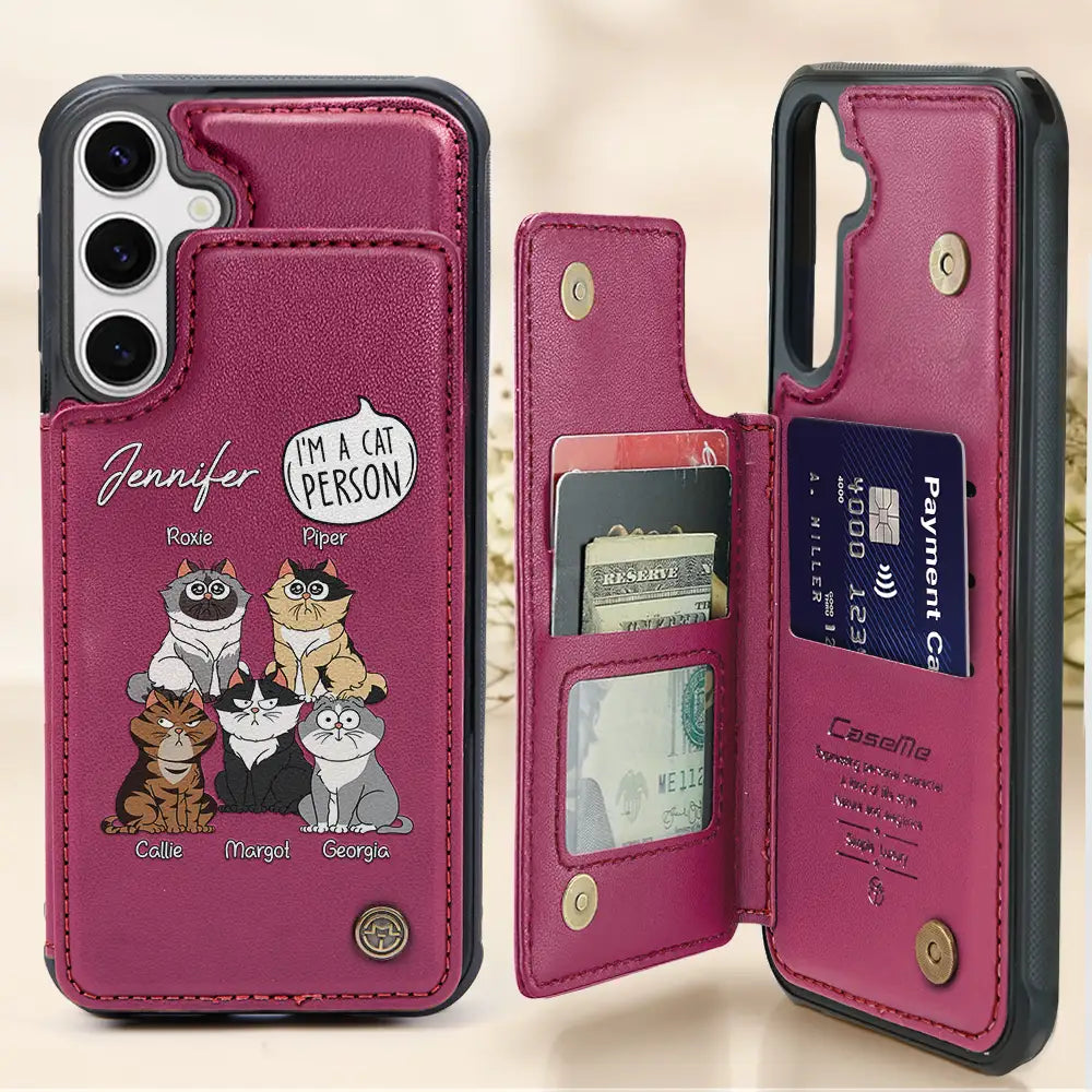 I'm A Cat Person - Personalized Leather Flip Wallet Phone Case