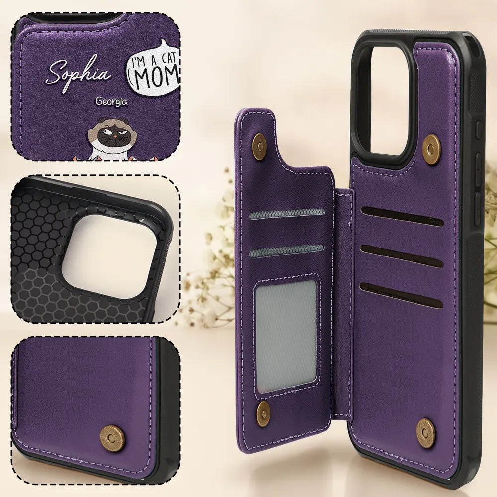 Dog Lovers, Dog Mom, Dog Dad - I'm A Cat Person - Personalized Leather Flip Wallet Phone Case