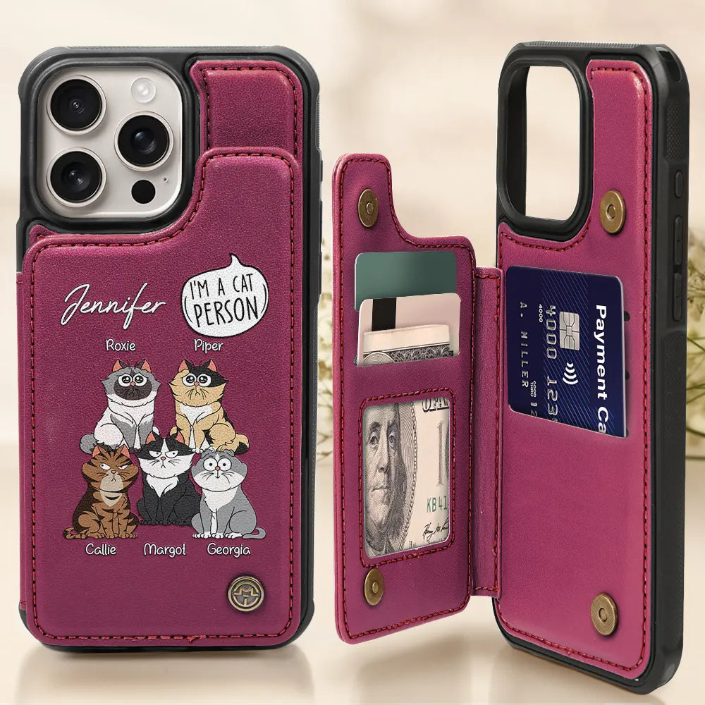 I'm A Cat Person - Personalized Leather Flip Wallet Phone Case