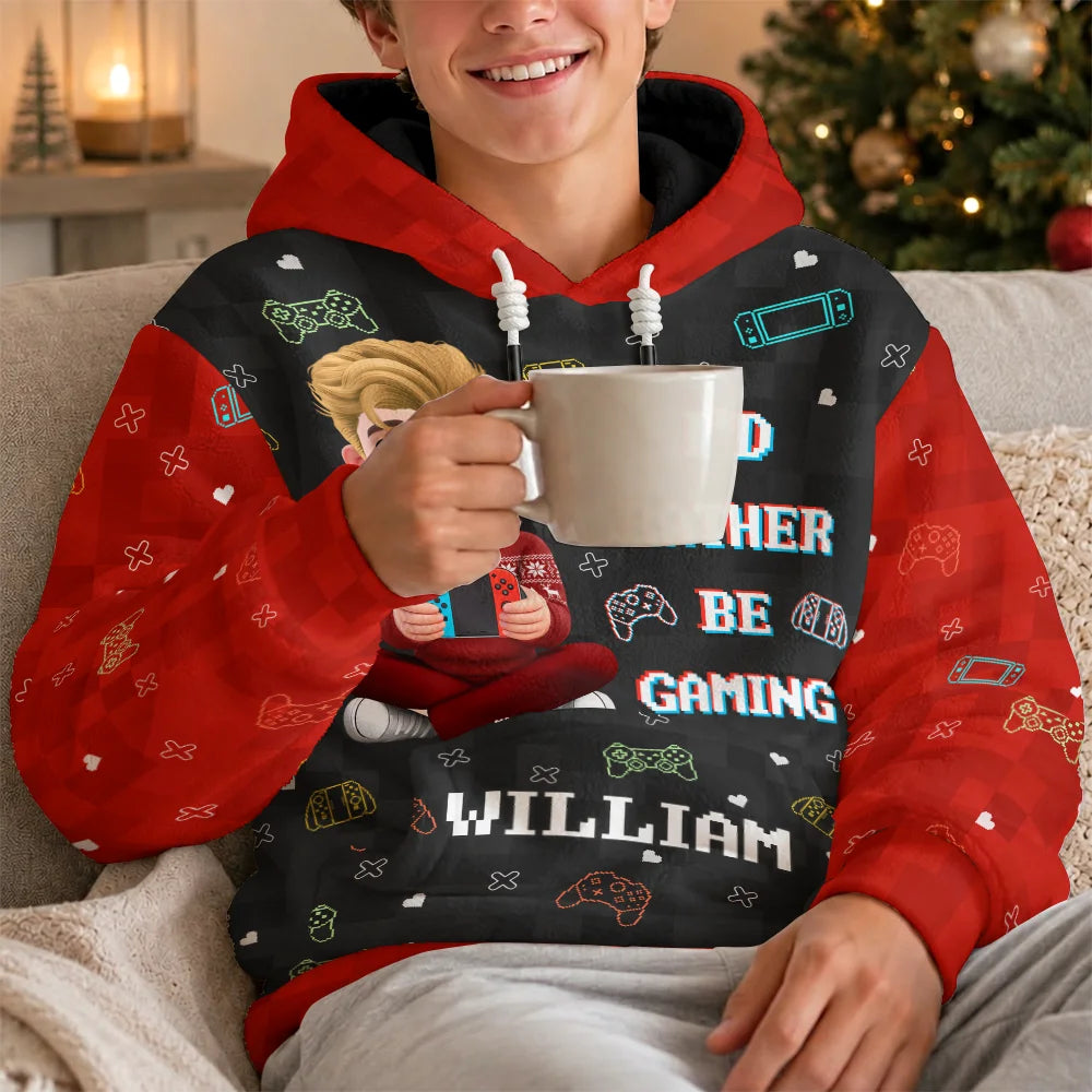Christmas,Gift For Men,Gaming,Gift For Yourself,Vector,Happy - I'm Gaming Do Not Disturb - Personalized Fleece Hoodie