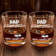 Dog Lovers,Dog Dad,Happy,Pet Lovers,Pet Dad - I'm Pretty Sure I Own You - Personalized Whiskey Glass
