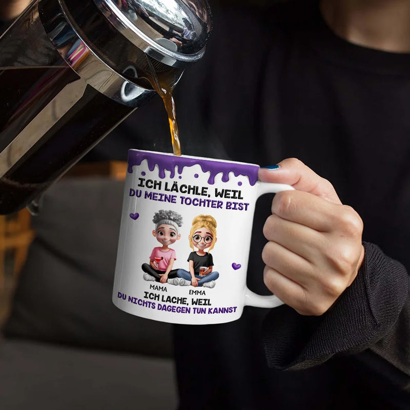 Mom - Daughters (Adult),Mom - Sons,Gift For Women,Gift For Men,Gift For Daughter,Gift For Son,Happy,Non-Eng - Ich Lächle Weil Du Meine Tochter Mein Sohn Bist - Personalisierte Weiße Tasse Mit Rundumdruck