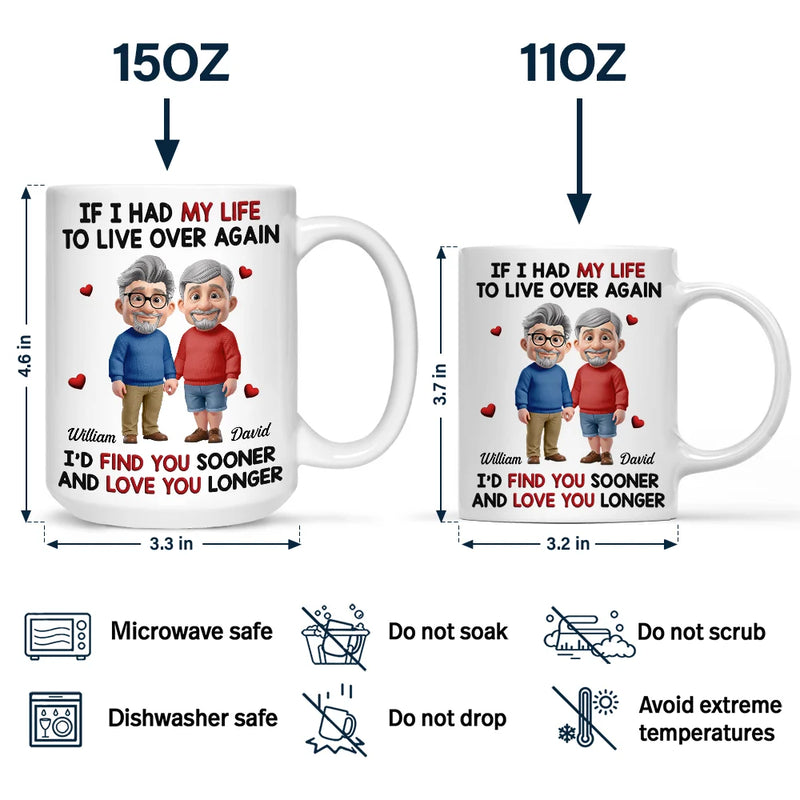 Gift For Couples, Old Couples, Gift For Husband, Gift For Wife, Love - If I Had My Life to Live Over Again Couple - Personalized Mug