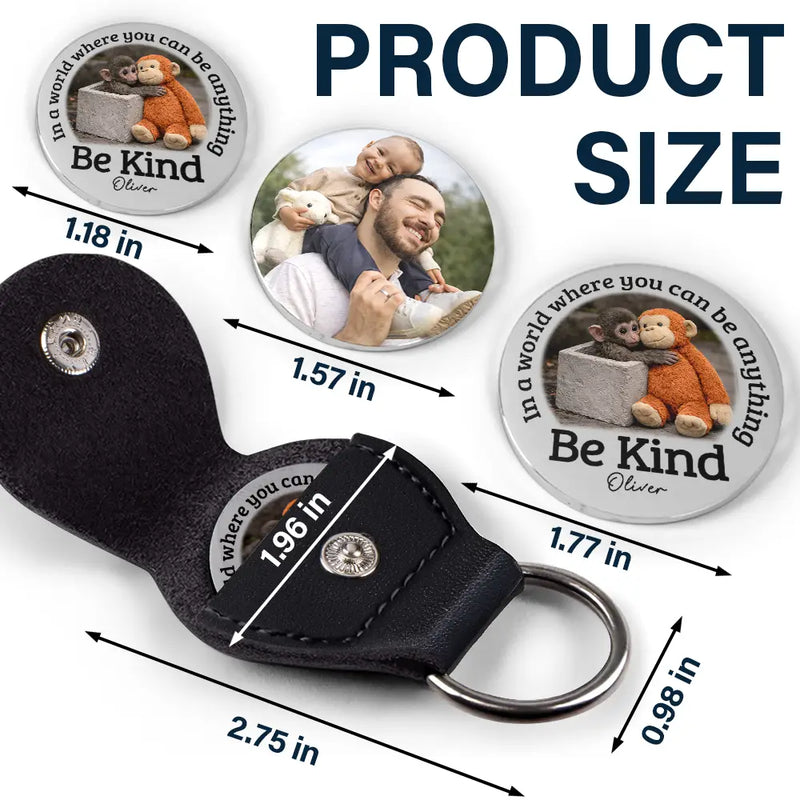 Punch Monkey,Gift For Yourself,Love,Gift For Bestie,Gift For Women,Gift For Men - In A World Where You Can Be Anything Be Kind - Personalized Leather Pocket Hug