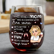 Gift For Mother,Gift For Grandma,Single Mom,Funny,Gift For Women - In Common With Fine Wine - Personalized Stemless Wine Glass
