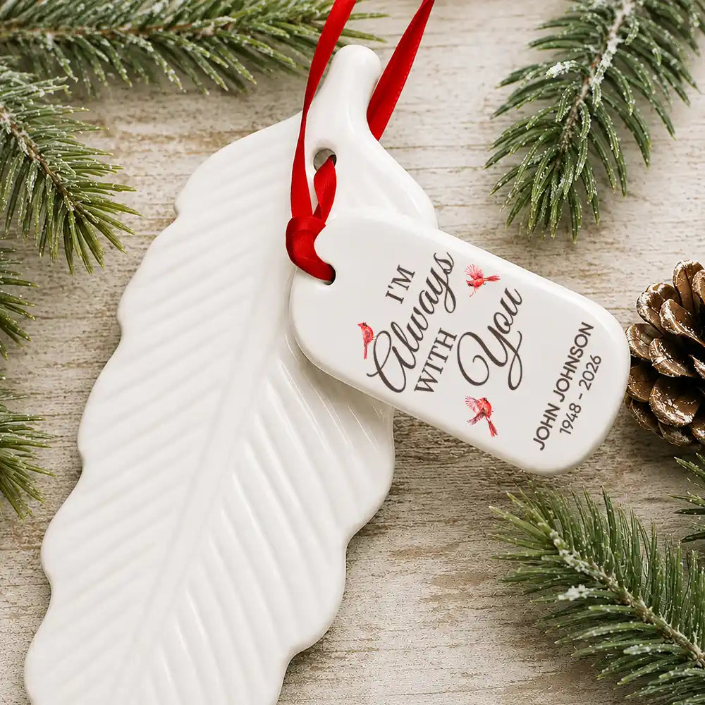 Memorial Loved One,Healing,Christmas,Family,Memorial,Custom Text - In Loving Memory Christmas Sympathy Gift - Personalized Feather Ornament