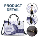 Gift For Grandma,Grandma - Grandkids,Grandma's Hobby,Happy - In The World Full Of Grandmas Toile De Jouy Heart Icon - Personalized Leather Bag