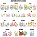 Gift For Wife, Gift For Mother, Gift For Grandma, Happy - Mom Grandma Kitchen Watercolor Birth Flower - Personalized Kitchen Towel