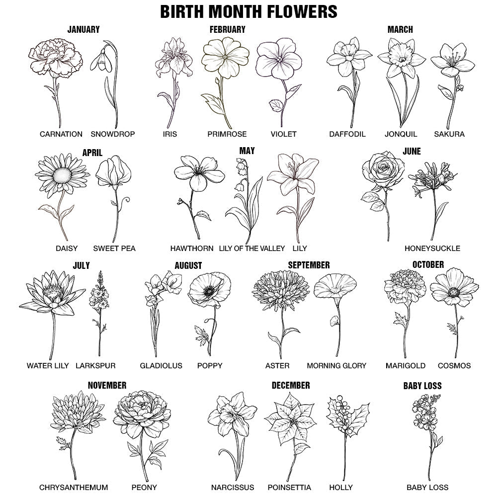 Birth Month Flower And Gemstone For Mom And Kids - Personalized Birthstone Charm Necklace