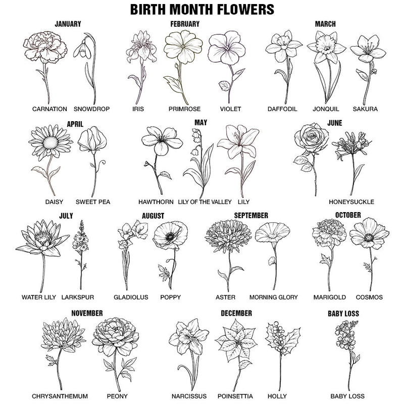 Birth Month Flower And Gemstone For Mom And Kids - Personalized Birthstone Charm Necklace