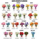 Birth Flower Bouquet And Name - Personalized Makeup Box With LED Mirror