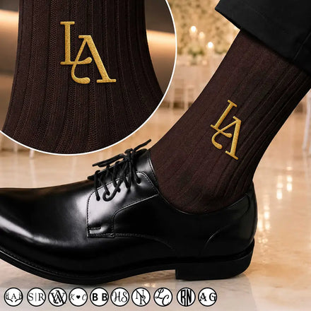 Monogram Intertwined Initials Couple - Personalized Embroidered Socks