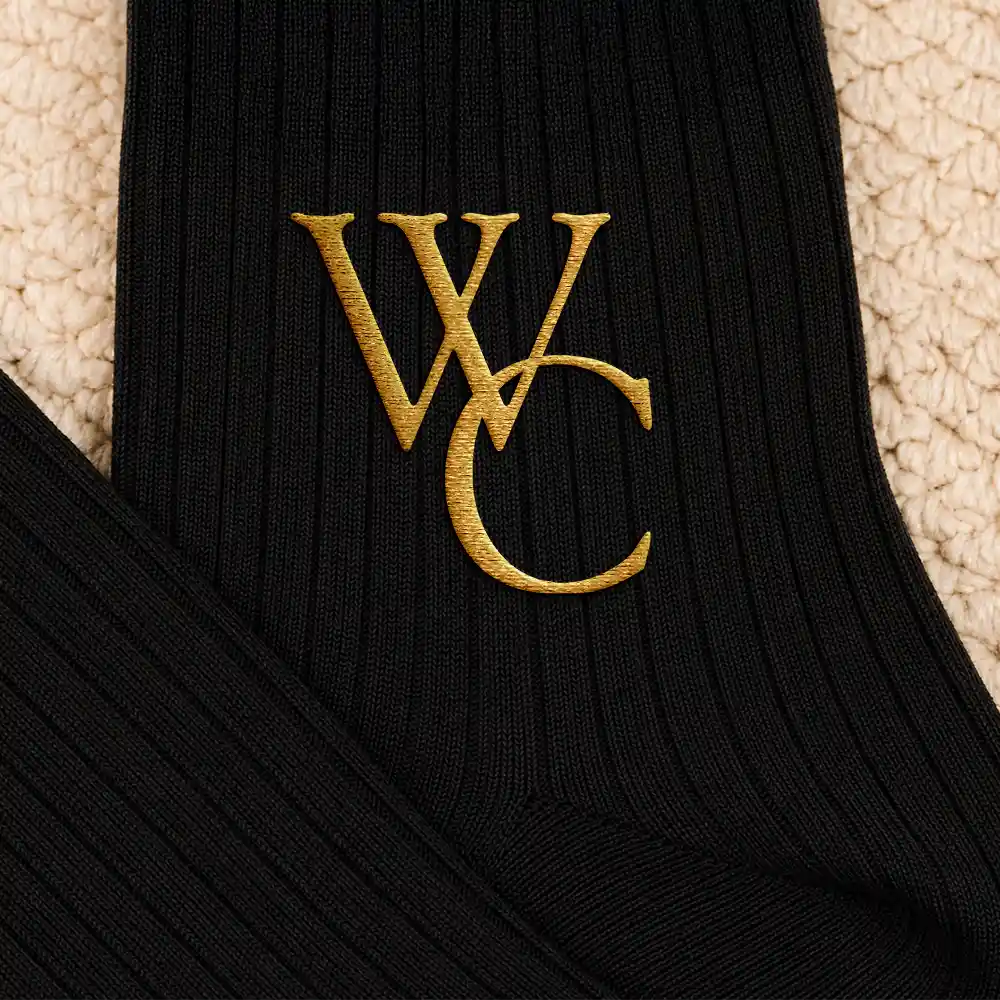 Gift For Husband, Romantic, Gift For Couples, Wedding, Intertwined Monogram - Monogram Intertwined Initials Couple - Personalized Embroidered Socks