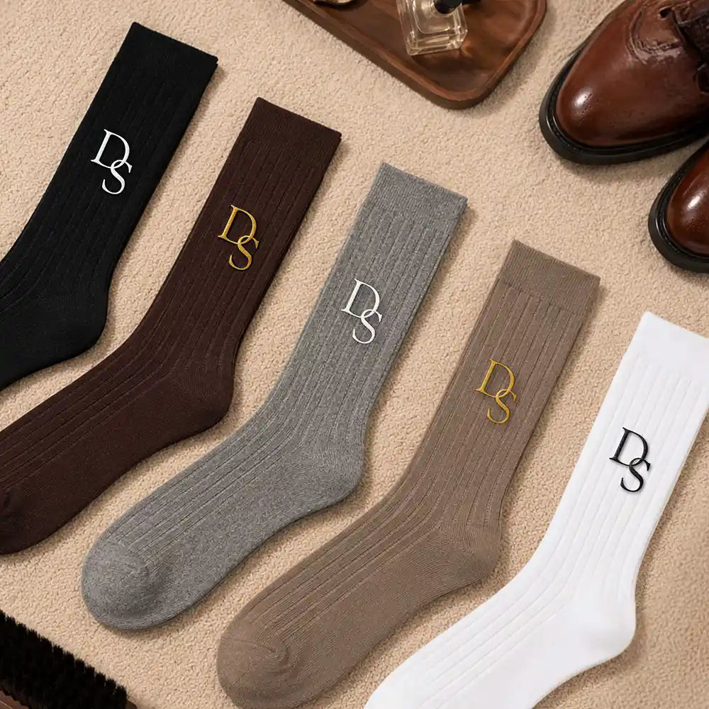Gift For Husband, Romantic, Gift For Couples, Wedding, Intertwined Monogram - Monogram Intertwined Initials Couple - Personalized Embroidered Socks