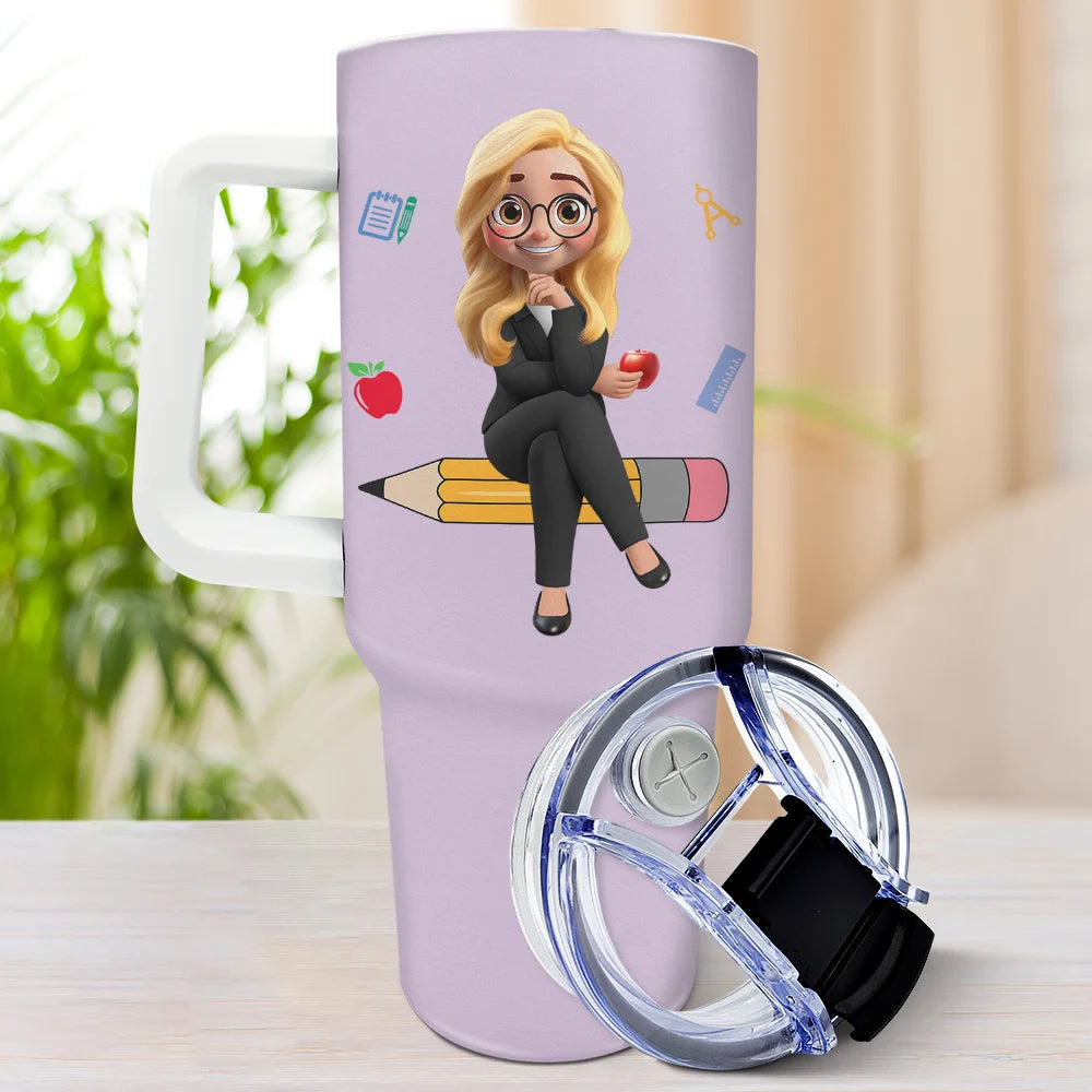 Teacher,Gift For Women,Happy,Back To School - It Takes A Big Heart To Teach Little Minds - Personalized 40oz Tumbler With Straw