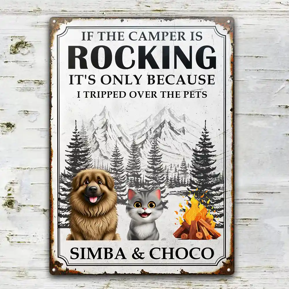 Pet Lovers,Pet Mom,Pet Dad,Camping,Campsite,Funny - It's Only Because I Tripped Over The Dog Funny Camping - Personalized Classic Metal Signs
