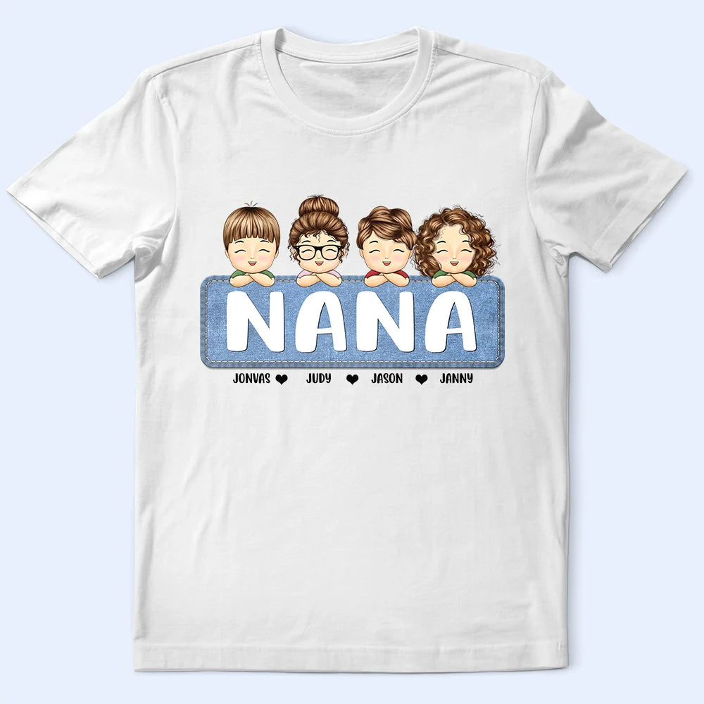 Jeans Pattern Mom Nana And Kids - Personalized T Shirt