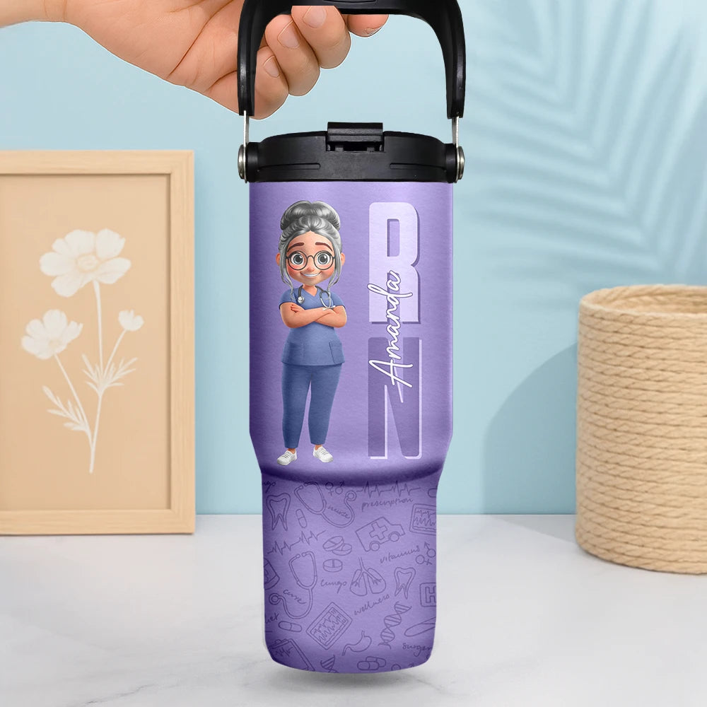 Nurse, Gift For Women, Gift For Men, Happy - Job Title 3D Effect Nurse - Personalized 30oz Tumbler With Handle