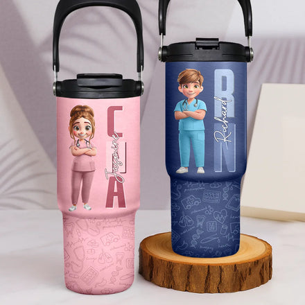 Job Title 3D Effect Nurse - Personalized 30oz Tumbler With Handle