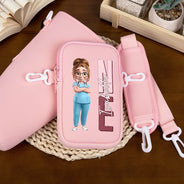 Nurse,Gift For Women,Happy,Gift For Me - Job Title 3D Effect Nurse - Personalized Bottle Carrier Bag