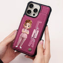 Nurse, Gift For Women, Gift For Men, Happy - Job Title 3D Effect Nurse - Personalized Leather Flip Wallet Phone Case