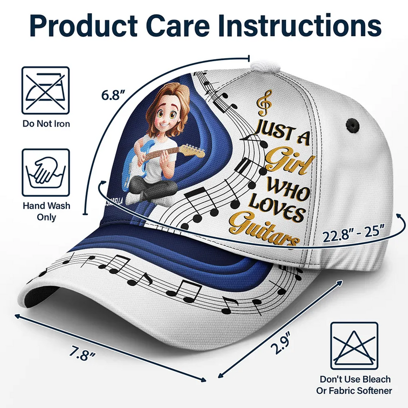 Guitar,Gift For Yourself,Funny - Just A Boy Girl Who Loves Guitars 3D Effect - Personalized Classic Cap