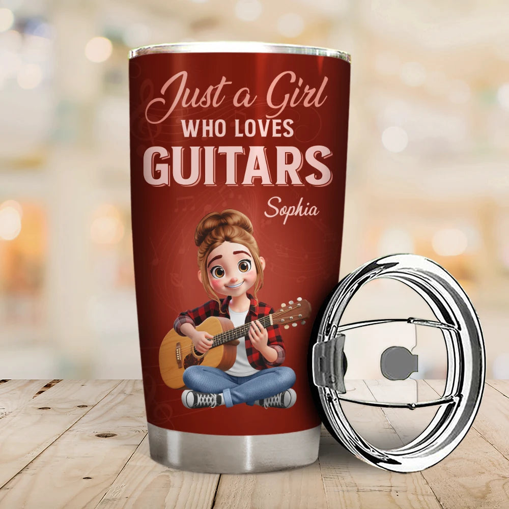 Gift For Women,Gift For Men,Gift For Yourself,Happy,Guitar - Just A Boy Who Loves Guitars - Personalized Tumbler