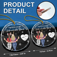 Christmas, Gift For Bestie, Happy - Just A Brunette & A Blonde - Personalized Circle Glass Ornament
