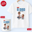 Gift For Father, Happy - Just A Dad And His Girl 3D Cartoon - Personalized Father's Day Gift Set