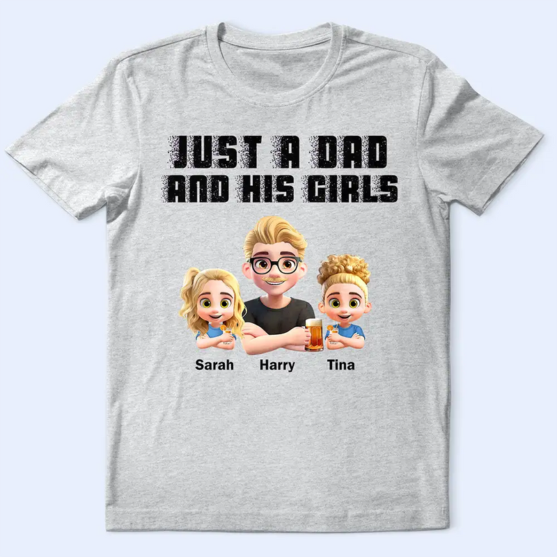 Gift For Father,Dad - Daughters (Young),Funny -  Just A Dad And His Girl Grunge Style - Personalized T Shirt