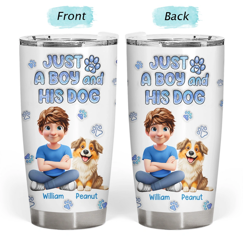 Dog Lovers, Dog Mom, Dog Dad, Pet Lovers, Pet Mom, Pet Dad, Happy - Just A Girl And Her Dog - Personalized Tumbler