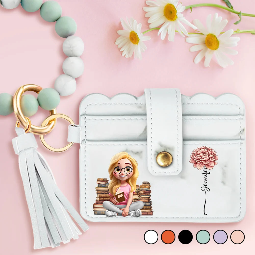 Gift For Yourself,Gift For Women,Reading,Happy - Just A Girl Who Love Books - Personalized Keychain Wristlet Leather Wallet