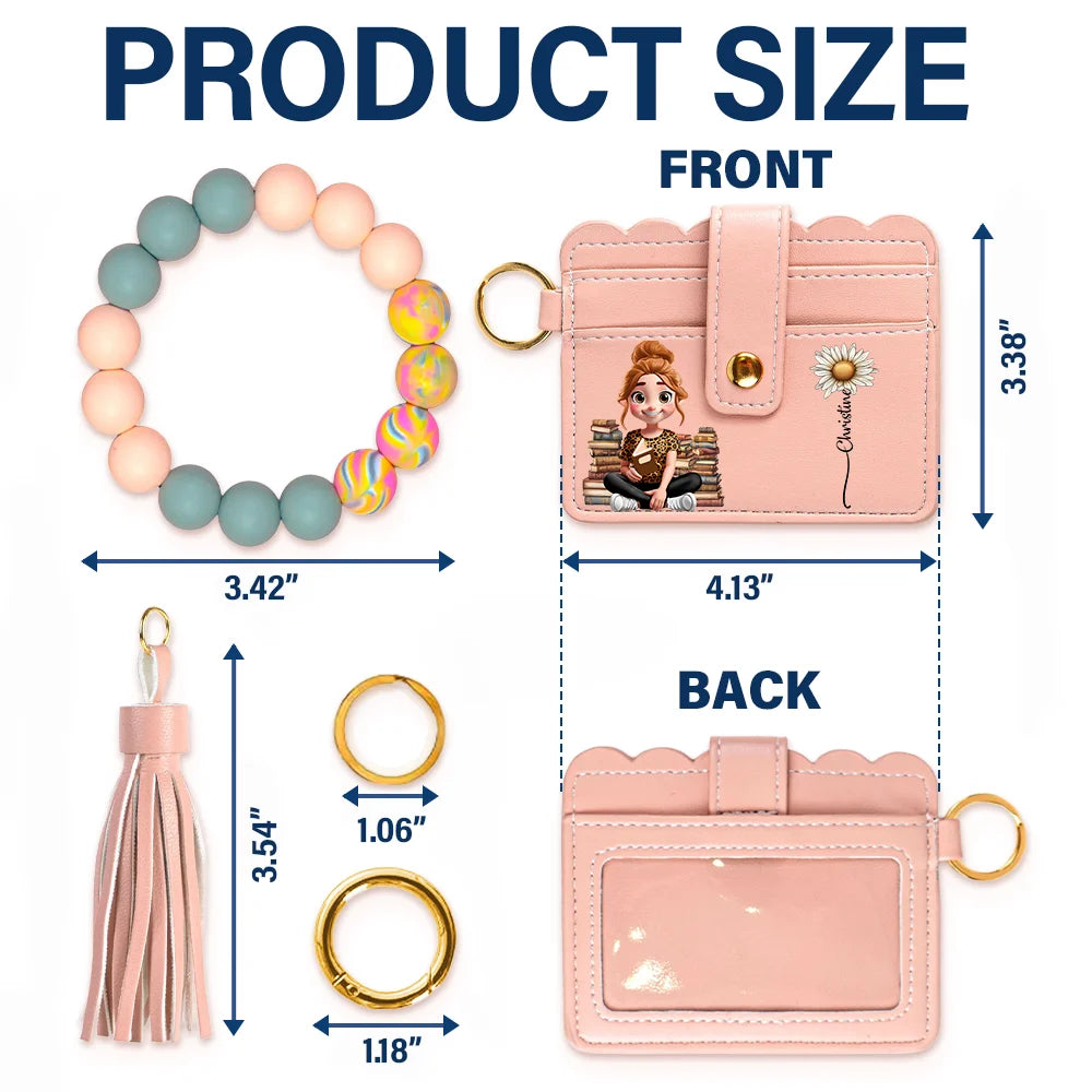 Gift For Yourself,Gift For Women,Reading,Happy - Just A Girl Who Love Books - Personalized Keychain Wristlet Leather Wallet