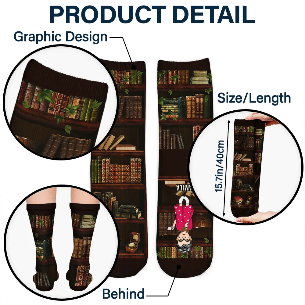Gift For Yourself,Gift For Women,Reading,Happy,Gift For Men,Christmas - Just A Girl Who Loves Book - Personalized Socks