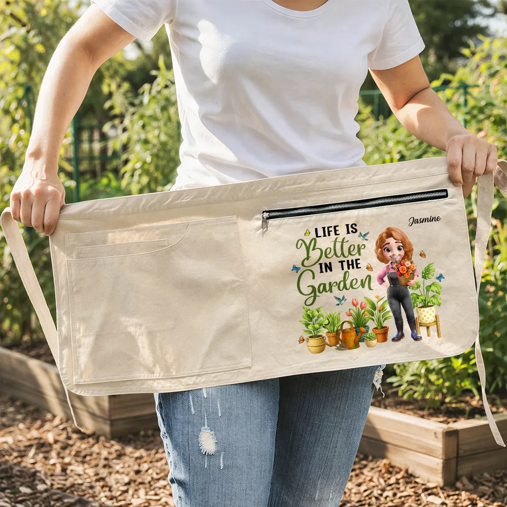 Gift For Women,Gift For Men,Happy,Gardening,Gift For Yourself,Gift For Mother,Gift For Father,Vector - Just A Girl Who Loves Gardening - Personalized Gardening Apron
