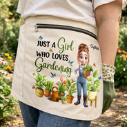 Gift For Women,Gift For Men,Happy,Gardening,Gift For Yourself,Gift For Mother,Gift For Father,Vector - Just A Girl Who Loves Gardening - Personalized Gardening Apron