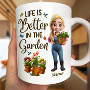 Gardening,Gift For Women,Happy - Just A Girl Who Loves Gardening - Personalized Mug
