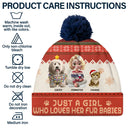 Pet Lovers,Pet Mom,Pet Dad,Dog Lovers,Dog Mom,Dog Dad,Happy,Christmas,Top Market - Just A Girl Who Loves Her Dog - Personalized Bobble Beanie Hat