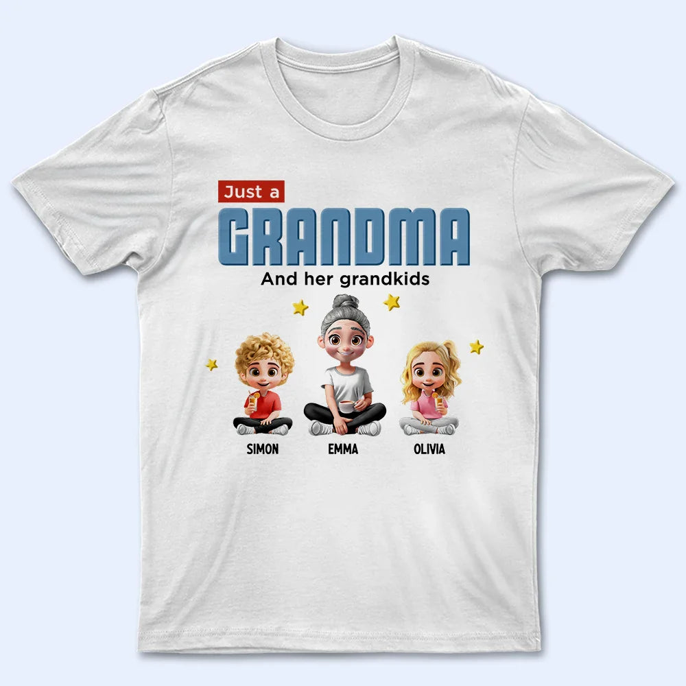Gift For Grandma,Grandma - Grandkids,Family,Happy - Just A Grandma And Her Grandkids - Personalized T Shirt