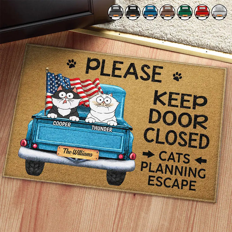 Cats Planning Escape Truck - Personalized Doormat