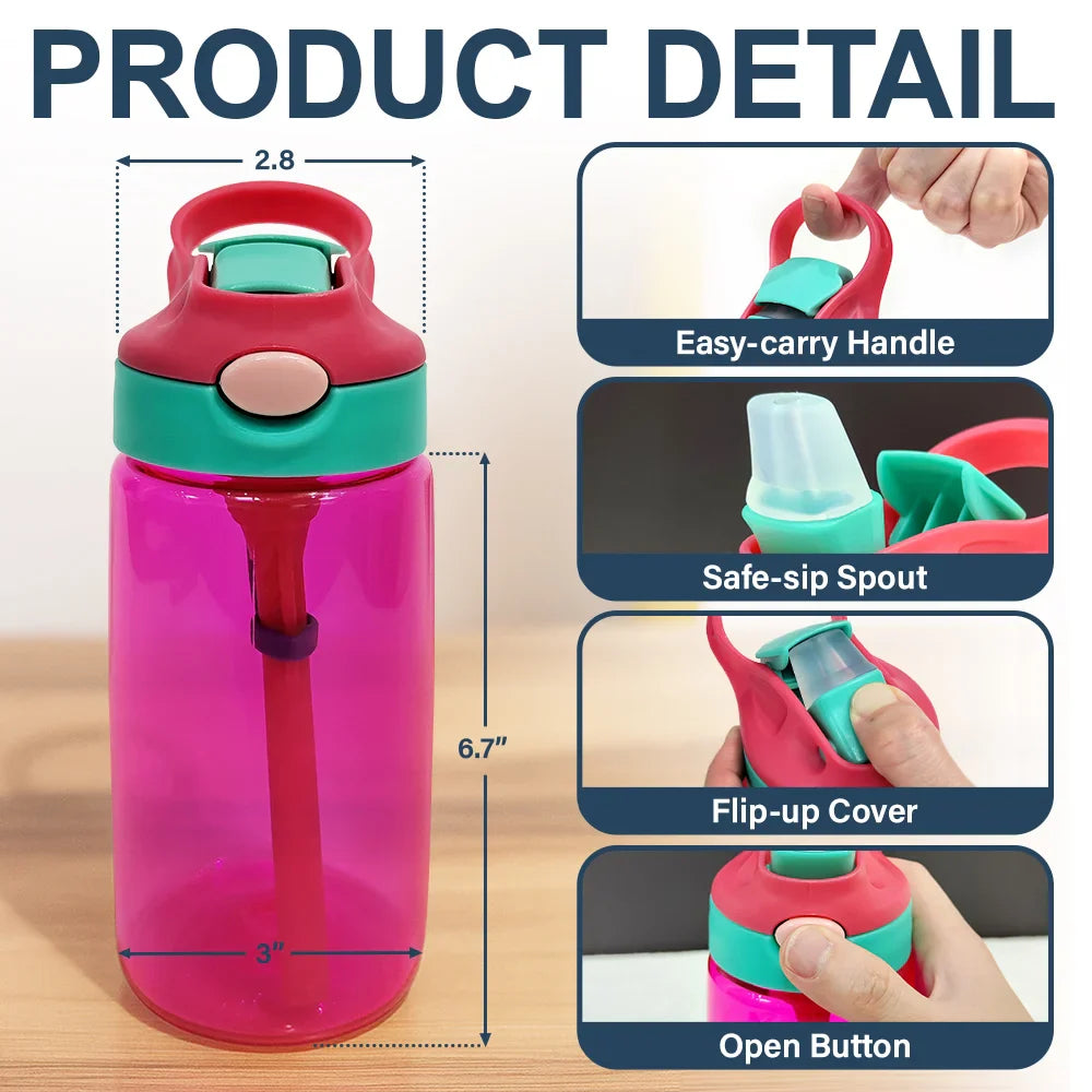 Gift For Kids, Gift For Grandkids, Back To School, Happy - Custom Photo Letter School Kid - Personalized Kids Water Bottle With Straw
