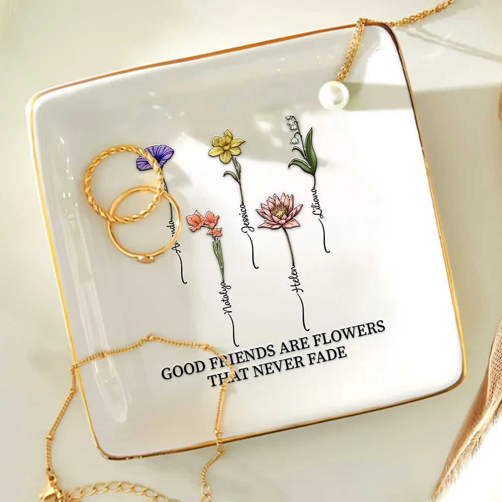 Birth Flower Grow An Old Friend - Personalized Ring Dish