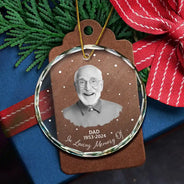 Family, Memorial - Custom Photo Memorial Your Wings Were Ready - Personalized Circle Glass Ornament