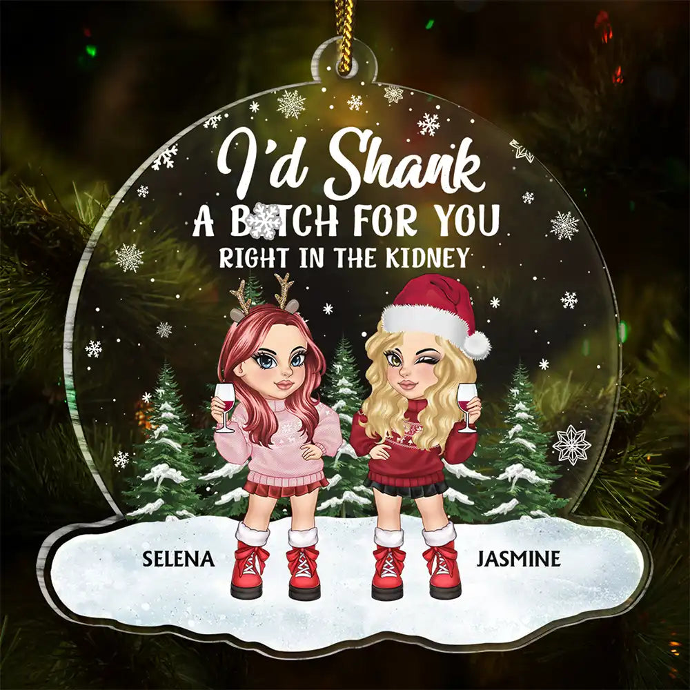 Christmas Bestie I'd Shank For You - Personalized Custom Shaped Acrylic Ornament
