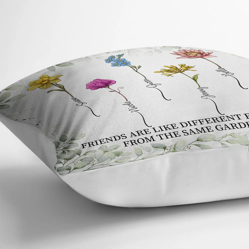 Gift For Bestie,Love - Birth Flower Grow An Old Friend - Personalized Pillow